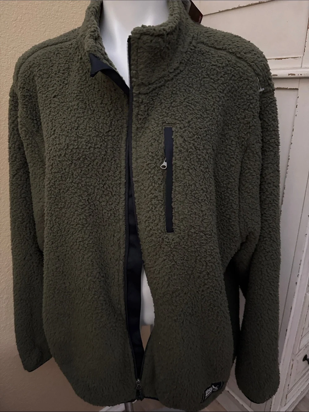 Eddie Bauer Olive Green Teddy Faux Shearling Jacket
